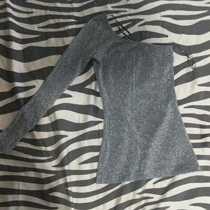 Silver one shoulder top